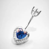 Heart 925 Sterling Silver Aquamarine Zircon Belly Button Ring