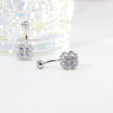 925 Silver Four-Leaf Clover Belly Piercing Button Rings for Women