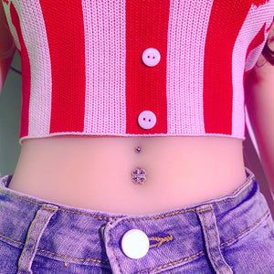925 Silver Four-Leaf Clover Belly Piercing Button Rings for Women