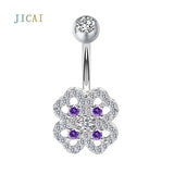 925 Silver Four-Leaf Clover Belly Piercing Button Rings for Women