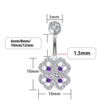 925 Silver Four-Leaf Clover Belly Piercing Button Rings for Women
