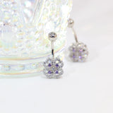 925 Silver Four-Leaf Clover Belly Piercing Button Rings for Women