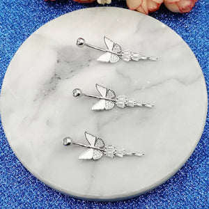 925 Sterling Silver Butterfly Belly Piercing Ring Body Jewelry for Women