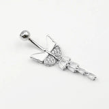 925 Sterling Silver Butterfly Belly Piercing Ring Body Jewelry for Women