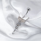 925 Sterling Silver Butterfly Belly Piercing Ring Body Jewelry for Women