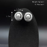 Pearl Stud Earring Classic Bling Crystal Round Earring