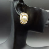 Pearl Stud Earring Classic Bling Crystal Round Earring