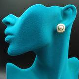 Pearl Stud Earring Classic Bling Crystal Round Earring