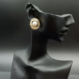 Pearl Stud Earring Classic Bling Crystal Round Earring