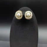 Pearl Stud Earring Classic Bling Crystal Round Earring