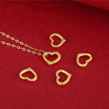 Heart Pendant Necklace 24K with 18K Chain Women Fine Jewelry Gift