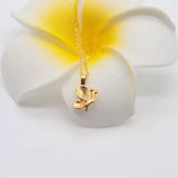 Real 24K 999 Yellow Butterfly Pendant and Pure AU750 Necklace for Women