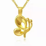 Real 24K 999 Yellow Butterfly Pendant and Pure AU750 Necklace for Women