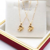 Real 24K 999 Yellow Butterfly Pendant and Pure AU750 Necklace for Women