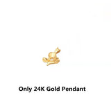 Real 24K 999 Yellow Butterfly Pendant and Pure AU750 Necklace for Women