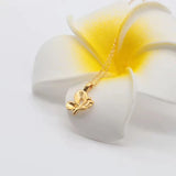 Real 24K 999 Yellow Butterfly Pendant and Pure AU750 Necklace for Women