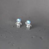 S925 Silver Astronaut Earrings Stud Small Temperament Ear C2159