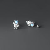 S925 Silver Astronaut Earrings Stud Small Temperament Ear C2159