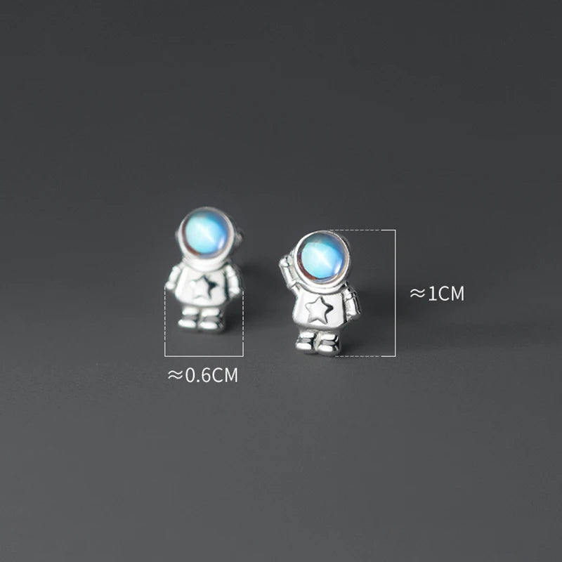 S925 Silver Astronaut Earrings Stud Small Temperament Ear C2159