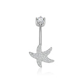 Starfish Belly Button Rings Piercing Silver 925 Women's Jewelry