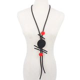 Geometric Red Round Wooden Beads Jewelry Women Ethnic Rubber Necklace