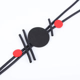 Geometric Red Round Wooden Beads Jewelry Women Ethnic Rubber Necklace