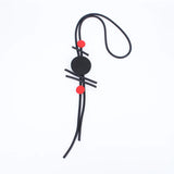 Geometric Red Round Wooden Beads Jewelry Women Ethnic Rubber Necklace