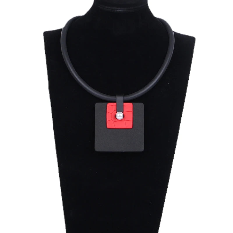 Handmade Choker Necklace Square Triangle Pendant Collar Jewelry Neck Decoration