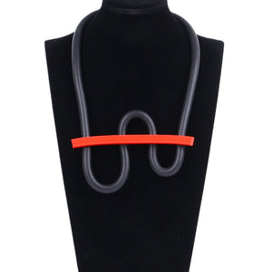 Chunky Rubber Chain Collar Necklace Strange W Shape Women Neck Jewelry