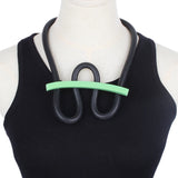Chunky Rubber Chain Collar Necklace Strange W Shape Women Neck Jewelry