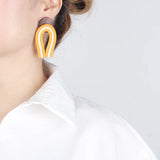 Bohemian Rainbow Wooden Beads Earrings Colorful Rubber Jewelry