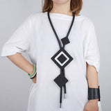 Vintage Chunky Neck Chains Necklace Large Sqre Pendant Long Necklace