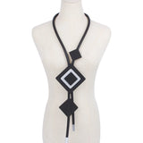 Vintage Chunky Neck Chains Necklace Large Sqre Pendant Long Necklace