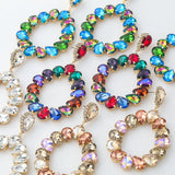 Multicolor Rhinestone Circle Dangle Earrings Sparkling Jewelry