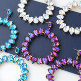Multicolor Rhinestone Circle Dangle Earrings Sparkling Jewelry