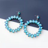 Multicolor Rhinestone Circle Dangle Earrings Sparkling Jewelry