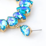 Multicolor Rhinestone Circle Dangle Earrings Sparkling Jewelry