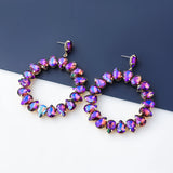 Multicolor Rhinestone Circle Dangle Earrings Sparkling Jewelry