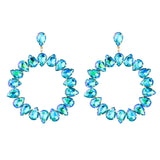 Multicolor Rhinestone Circle Dangle Earrings Sparkling Jewelry