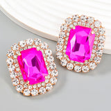 Square Stud Earrings Bridal Wedding Jewelry Women's Accessories