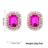 Square Stud Earrings Bridal Wedding Jewelry Women's Accessories