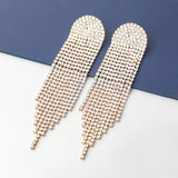 Rhinestone Tassel Chain Earrings Dinner Party Wedding Jewelry