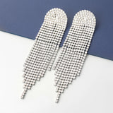 Rhinestone Tassel Chain Earrings Dinner Party Wedding Jewelry