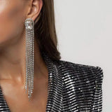 Rhinestone Tassel Chain Earrings Dinner Party Wedding Jewelry