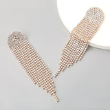Rhinestone Tassel Chain Earrings Dinner Party Wedding Jewelry