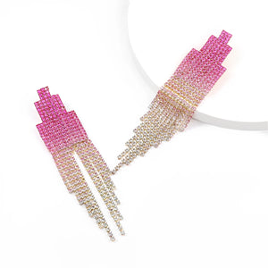 Women's Rhinestone Tassel Earrings for Dinner Party