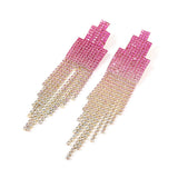 Women's Rhinestone Tassel Earrings for Dinner Party