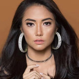 Sparkling Rhinestone Hoop Earrings for Dinner Party