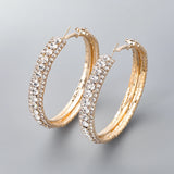 Sparkling Rhinestone Hoop Earrings for Dinner Party