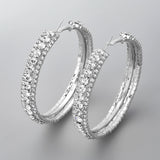 Sparkling Rhinestone Hoop Earrings for Dinner Party